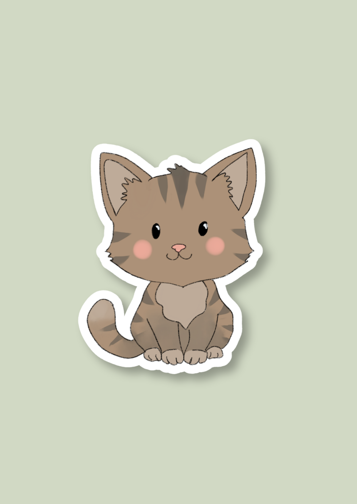 Cat Sticker - Brown - 085