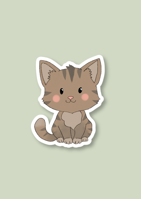 Cat Sticker - Brown - 085