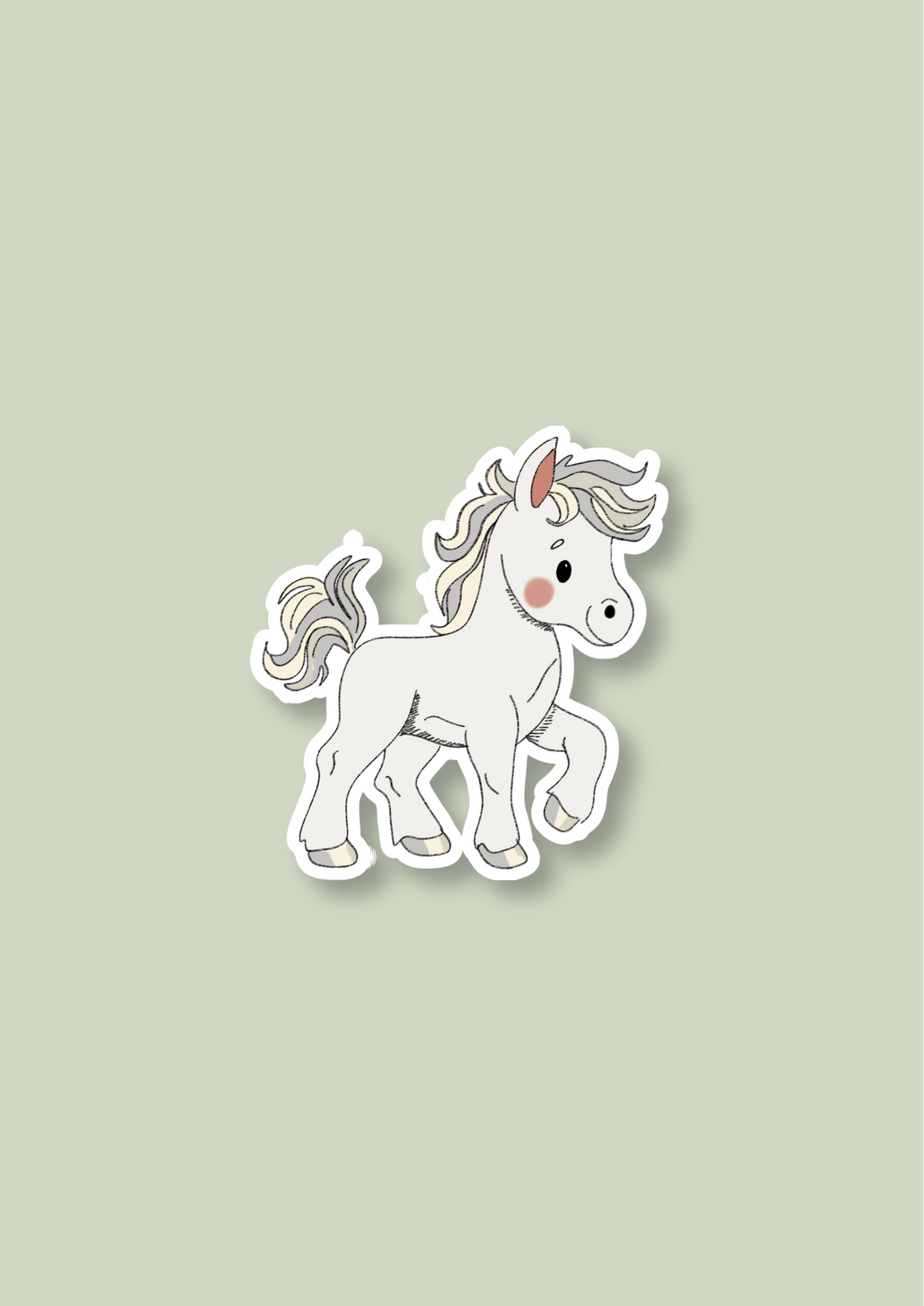 Horse Sticker - White - 101