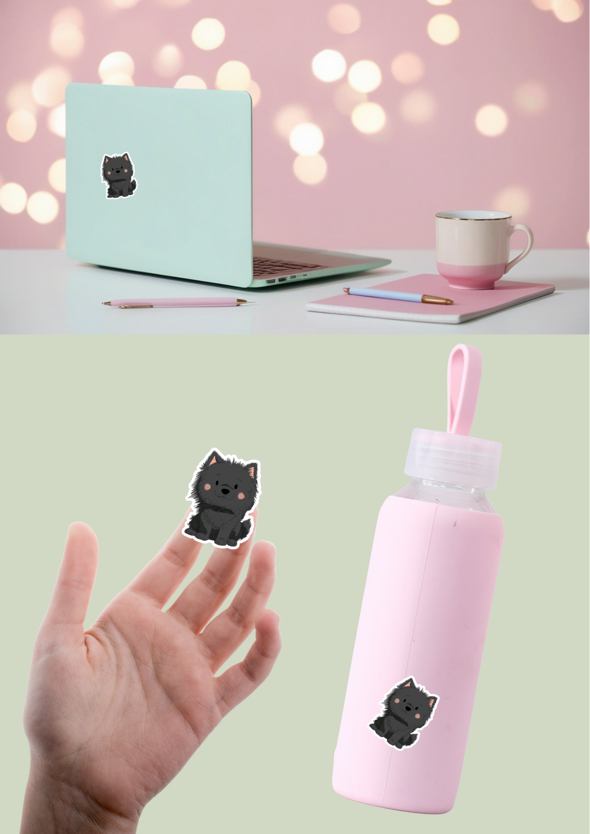 Pomeranian Sticker - Black - 054