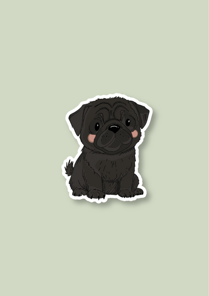 Pug Sticker - Black - 047