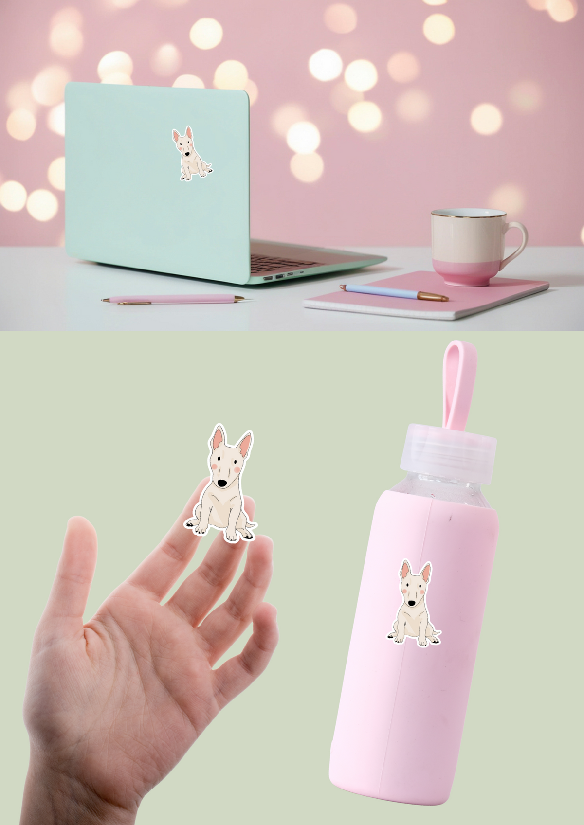 Bull Terrier Sticker - White - 040