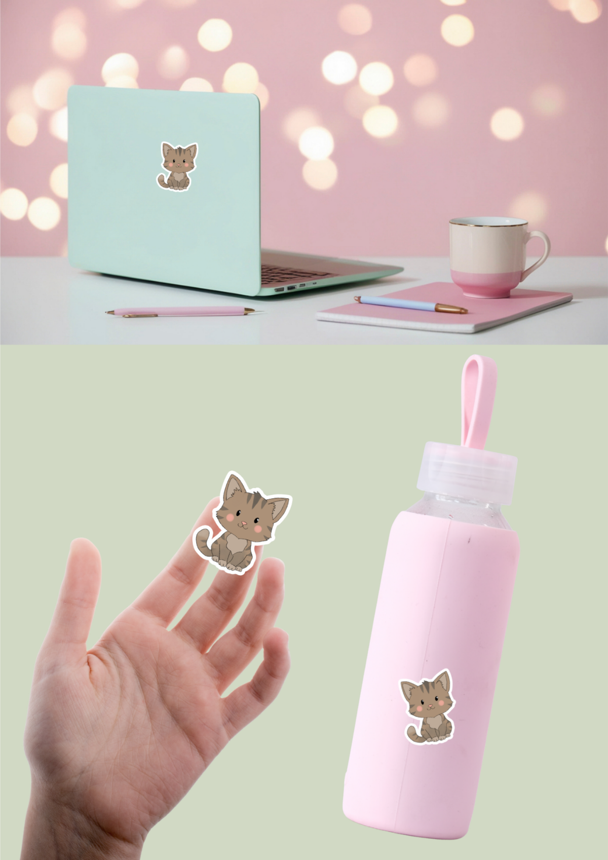 Cat Sticker - Brown - 085
