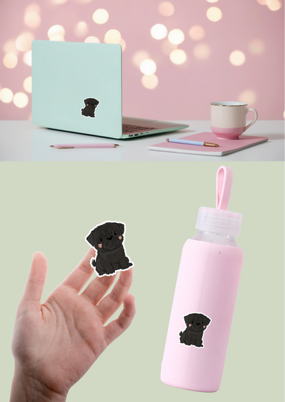 Pug Sticker - Black - 047