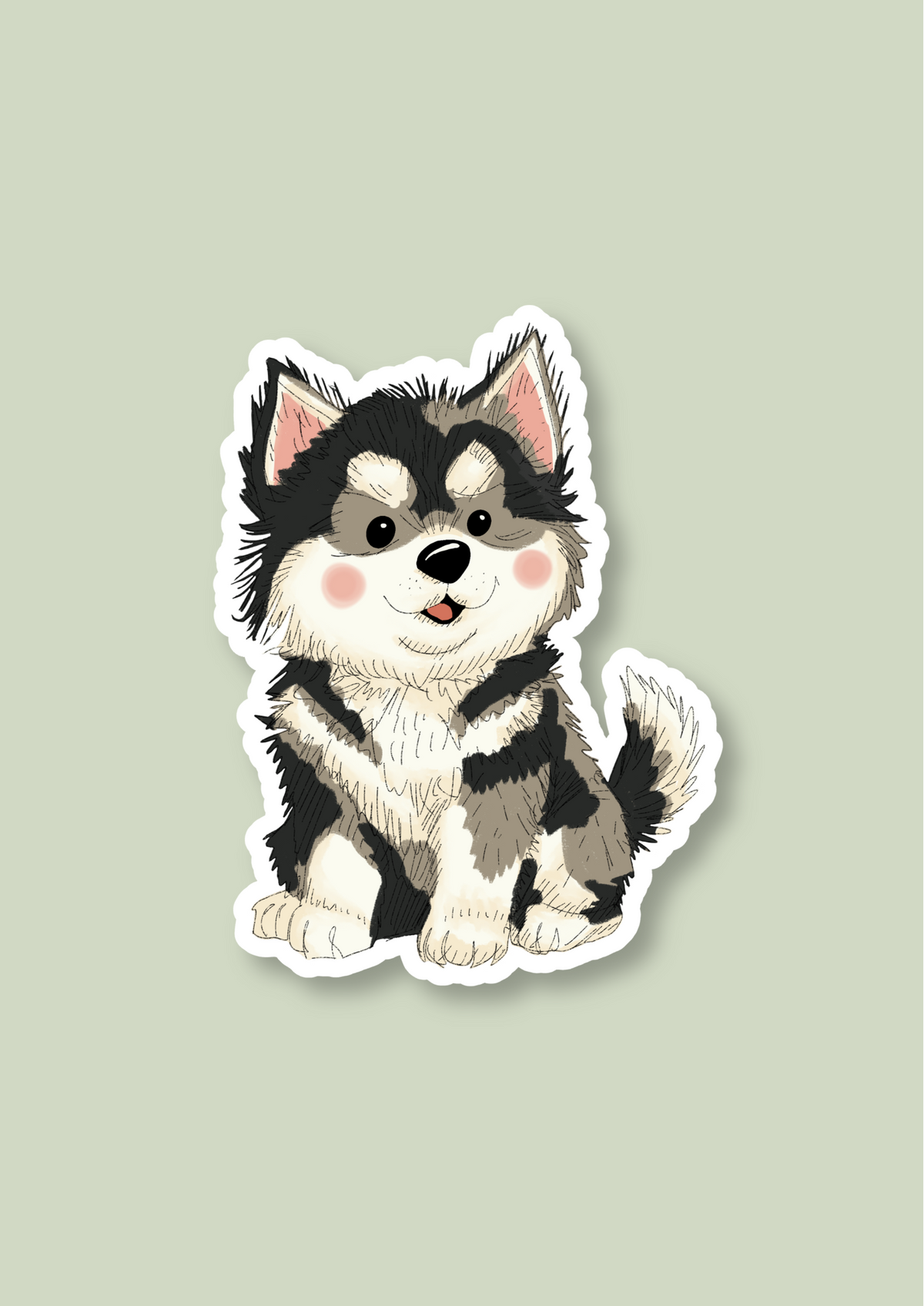 Husky Sticker - Black and White - 076