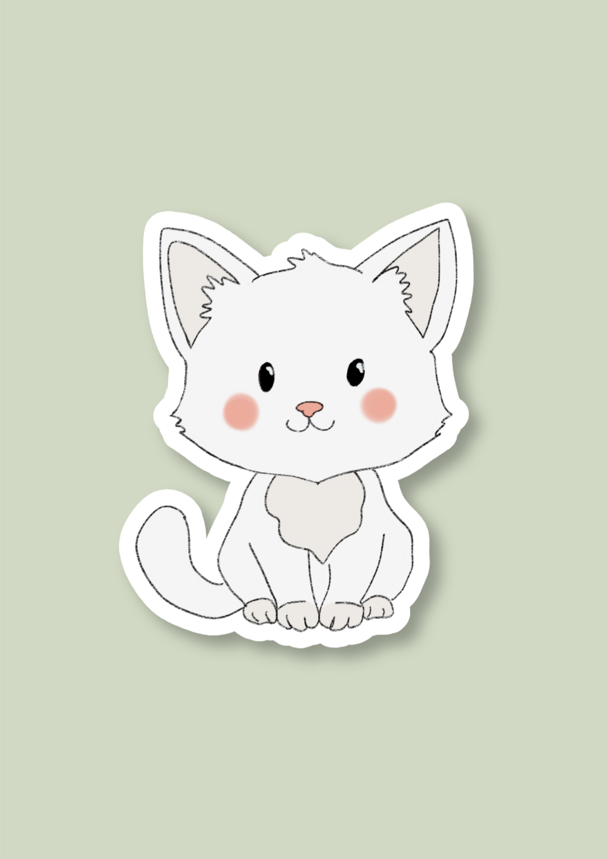 Cat Sticker - White - 078