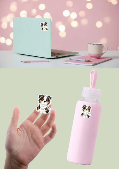 Border Collie Sticker - Black Tricolour - 044