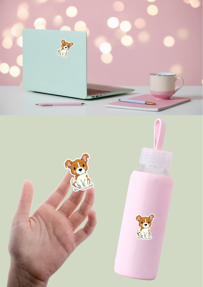 Jack Russell Terrier Sticker - White and Tan - 070