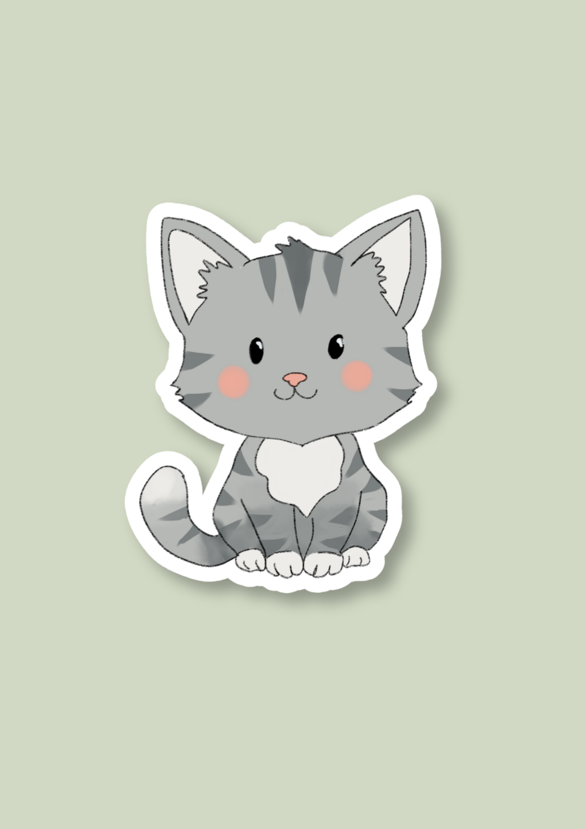 Cat Sticker - Grey - 081