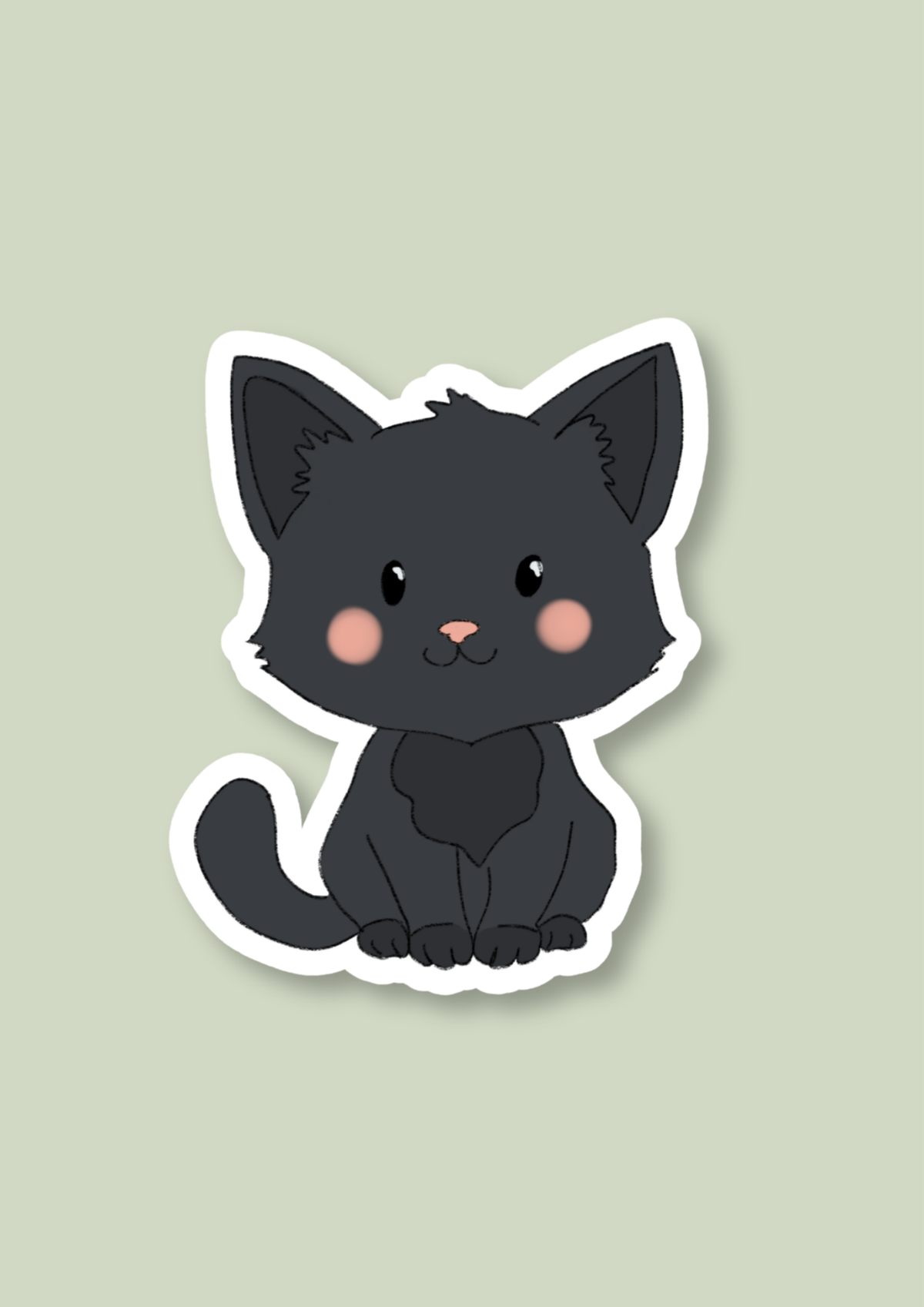 Cat Sticker - Black - 077