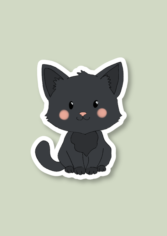 Cat Sticker - Black - 077