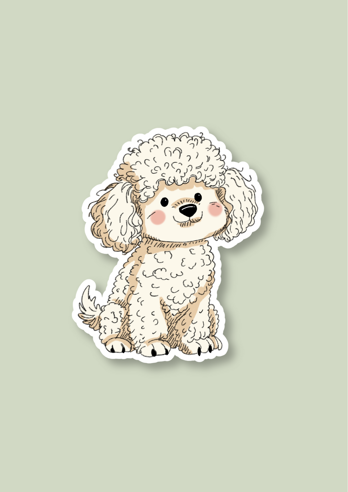Poodle Sticker - White - 057
