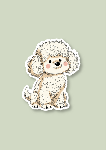 Poodle Sticker - White - 057
