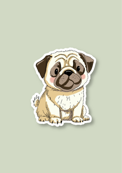 Pug Sticker - Cream - 048