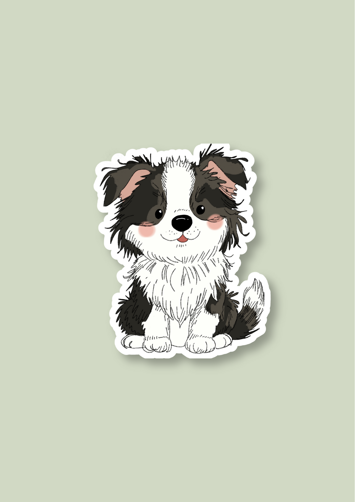 Border Collie Sticker - Black and White - 043