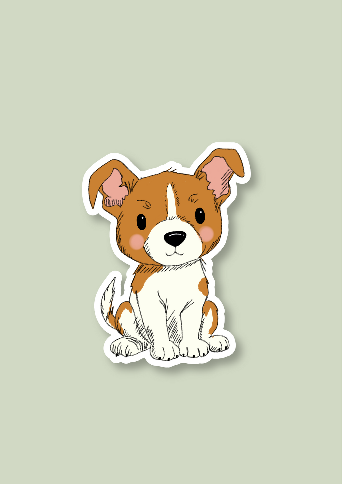 Jack Russell Terrier Sticker - White and Tan - 070