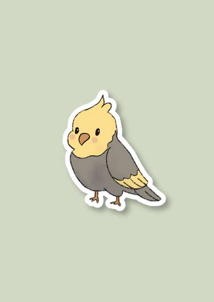 Cockatiel Sticker - Grey and Yellow - 092