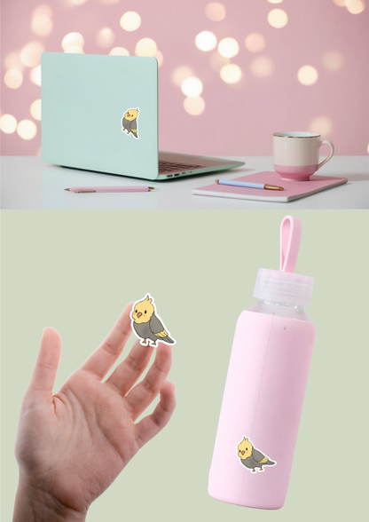 Cockatiel Sticker - Grey and Yellow - 092