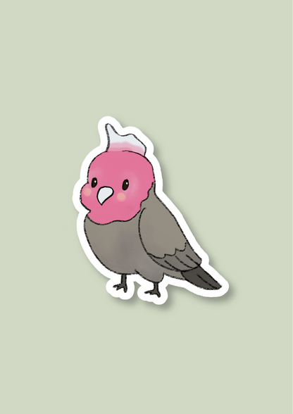 Galah Sticker - Pink and Grey - 089