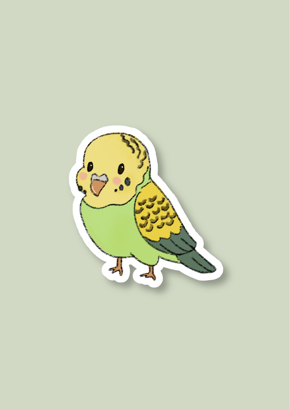 Budgie Sticker - Green - 090
