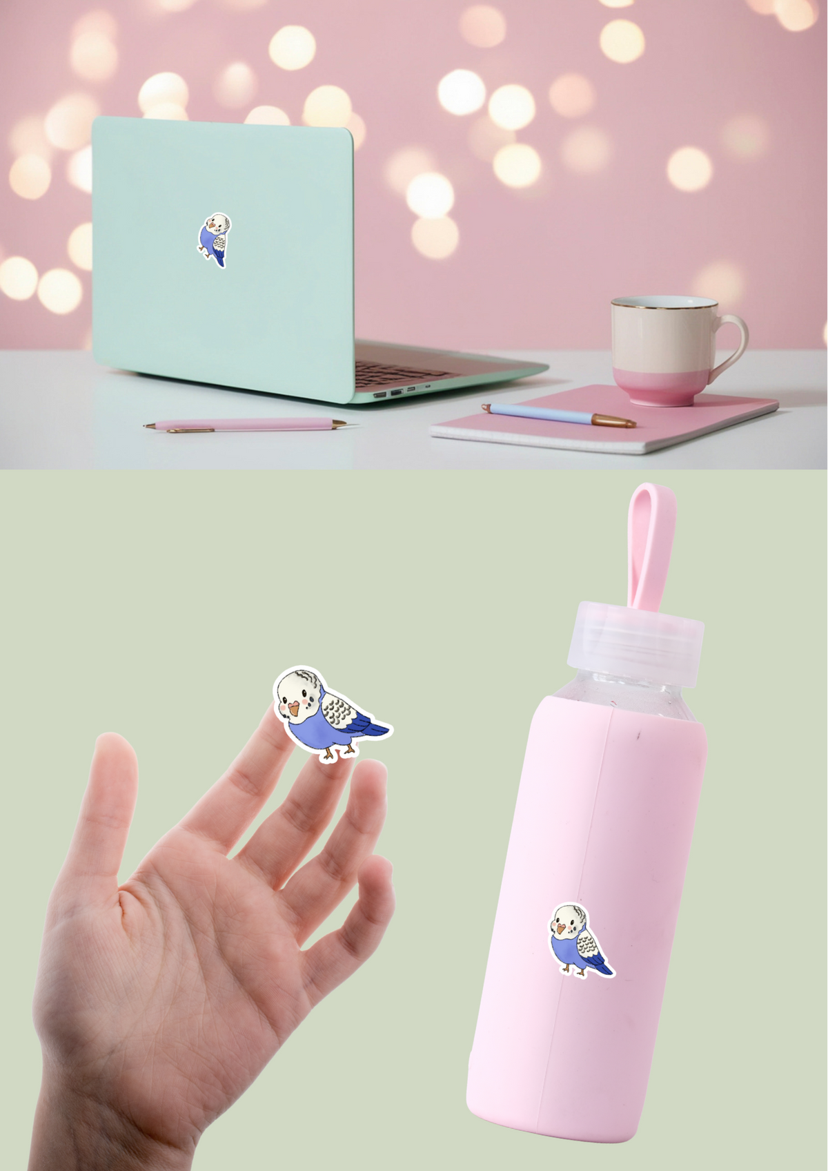 Budgie Sticker - Blue - 091