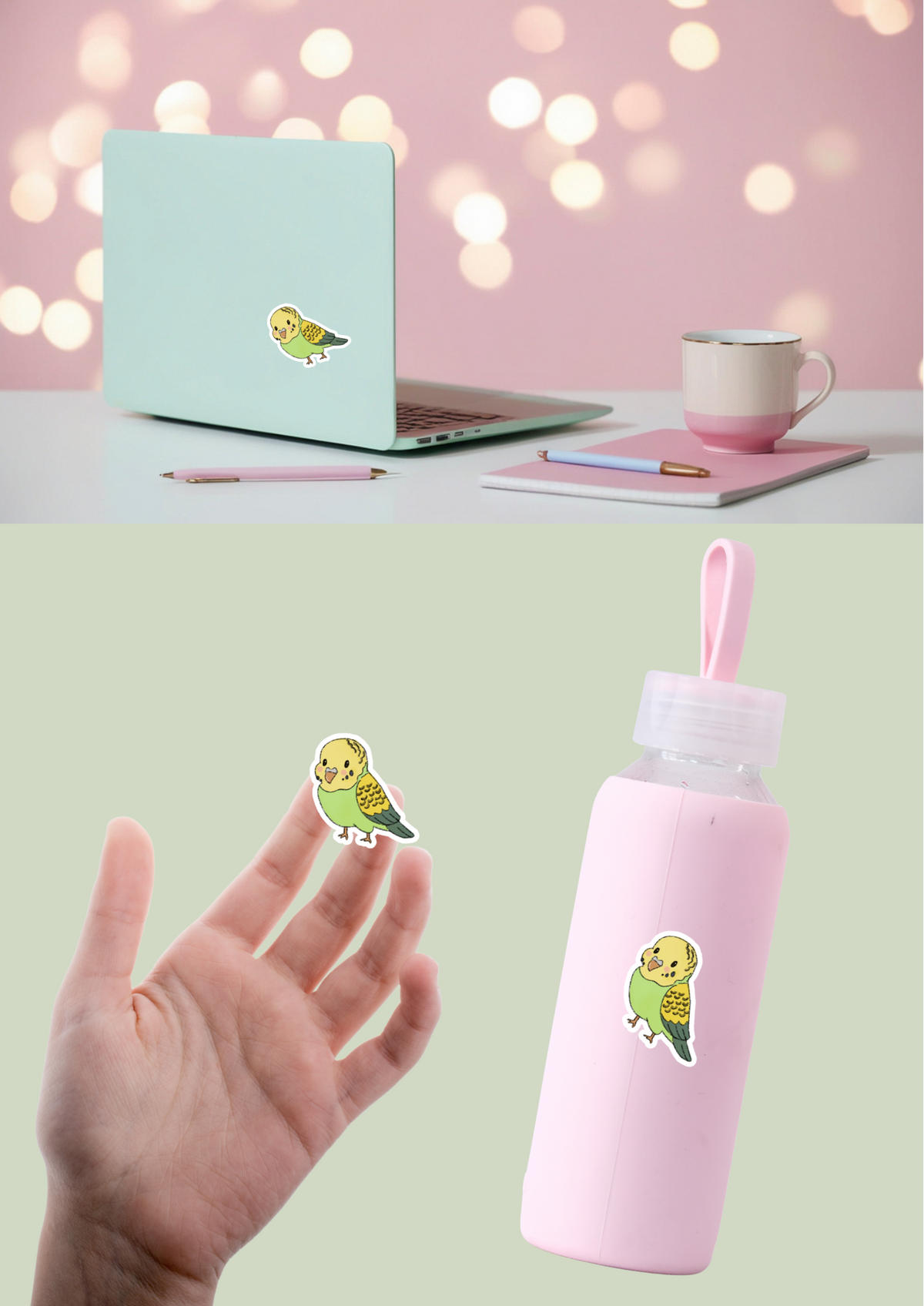 Budgie Sticker - Green - 090