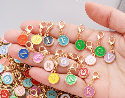 Letter Charms for Keychains – A–Z Initial Charm - Gold White