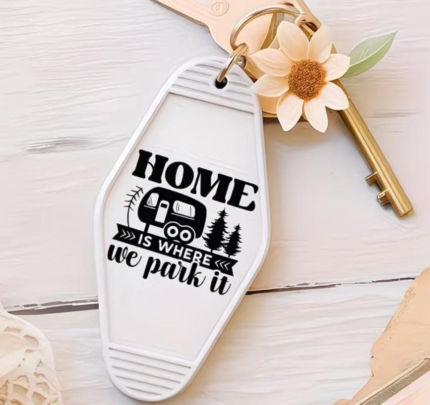 Camping | White Motel Keychain