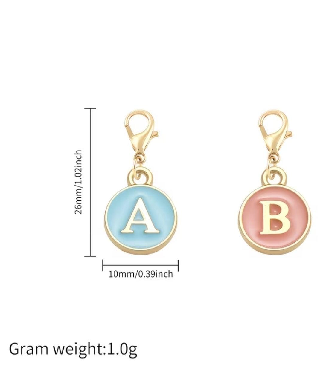 Letter Charms for Keychains – A–Z Initial Charm - Gold White