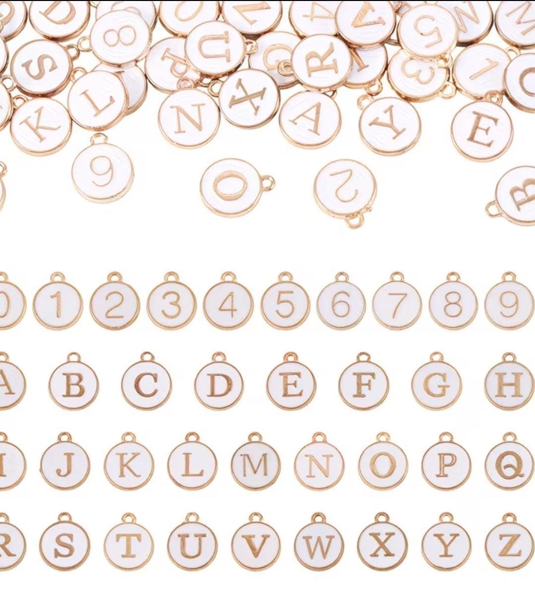 Letter Charms for Keychains – A–Z Initial Charm - Gold White