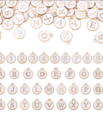 Letter Charms for Keychains – A–Z Initial Charm - Gold White