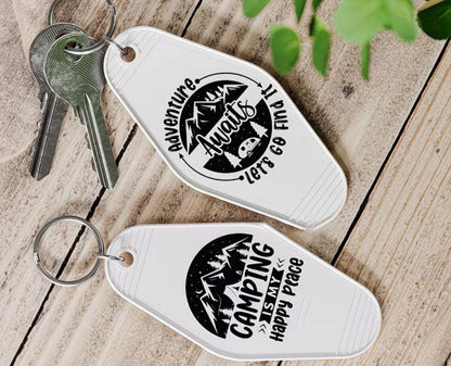 Camping | White Motel Keychain