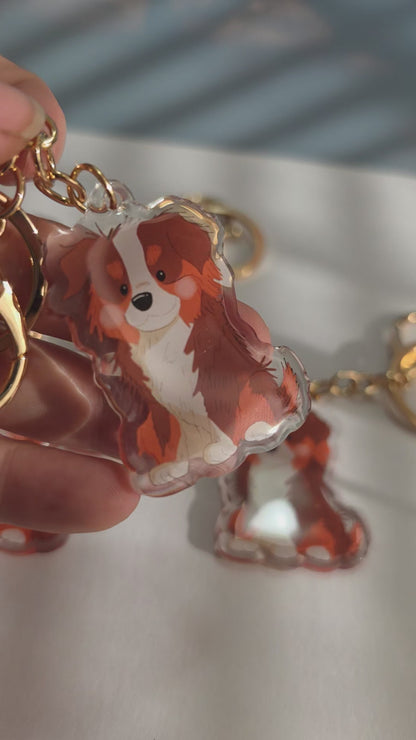 Aussie Shepherd Keychain - Red Tricolour - 034