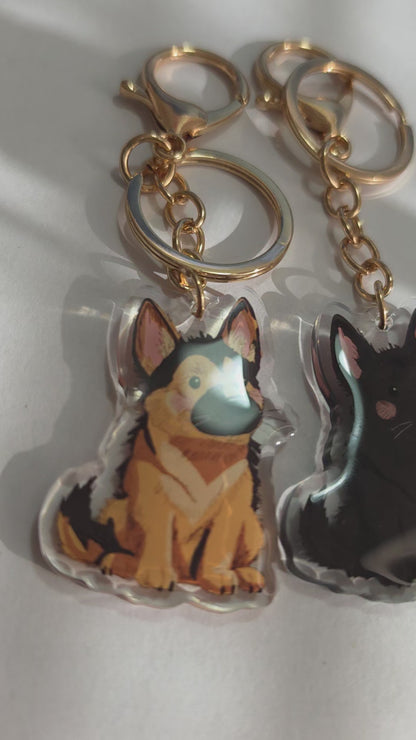 German Shepherd Keychain - Black - 024
