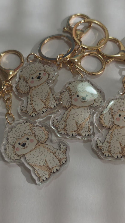 Poodle Keychain - White - 057
