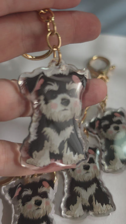 Schnauzer Keychain - Black - 049