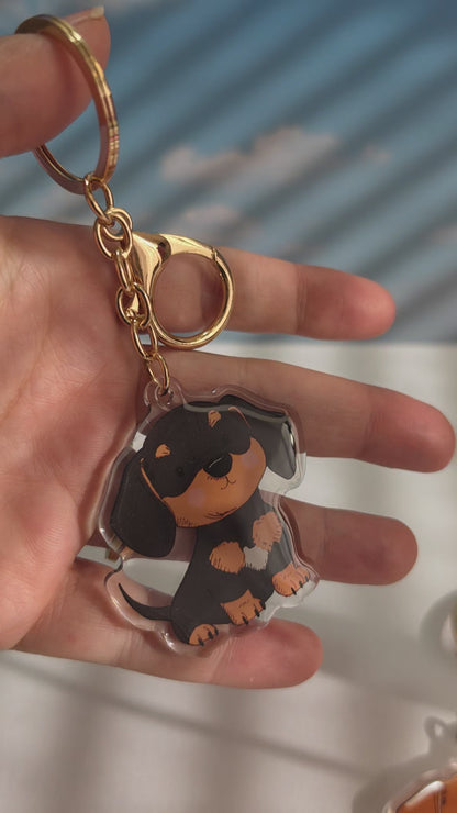 Dachshund Keychain - Black and Tan - 010