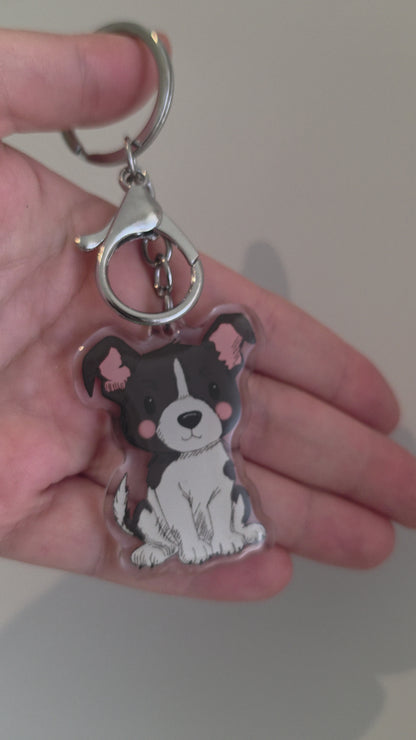 Jack Russell Terrier Keychain - Black and White - 108