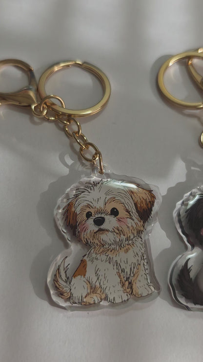 Shih Tzu Keychain - White - 059