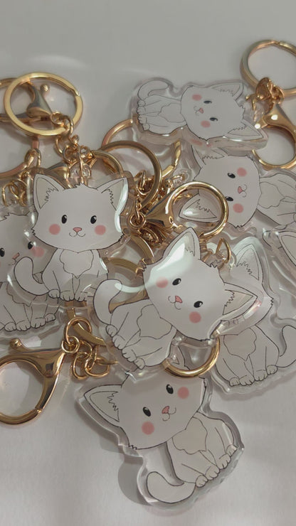 Cat Keychain - White - 078