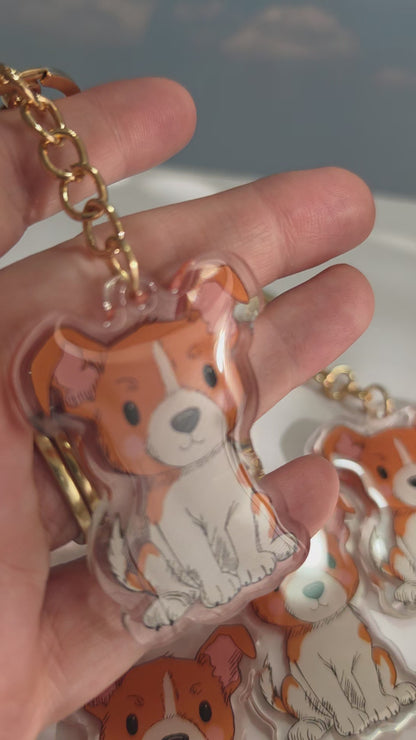 Jack Russell Terrier Keychain - White and Tan - 070
