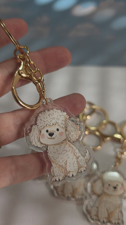 Poodle Keychain - White - 057