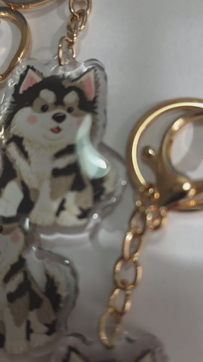 Husky Keychain - Black and White - 076