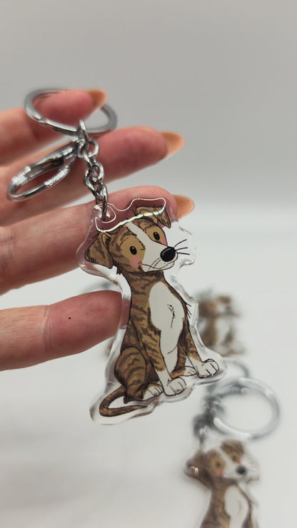 Greyhound - Whippet Keychain - Brindle - 144
