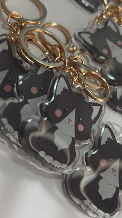 Cat Keychain - Tuxedo - 087