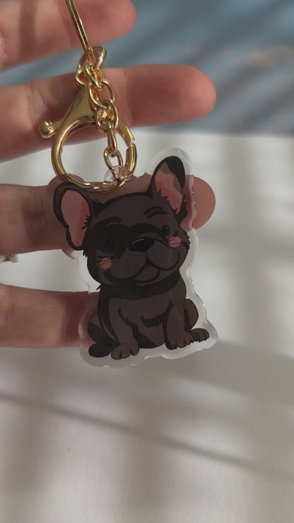 French Bulldog Keychain - Black - 045