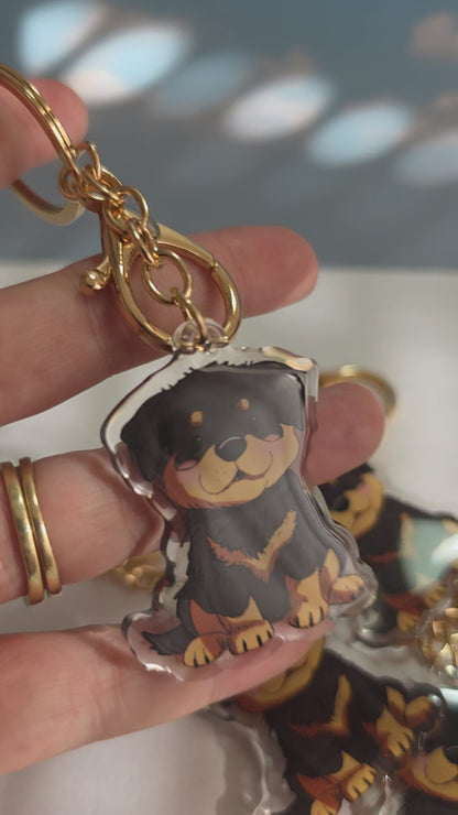 Rottweiler Keychain - Black and Tan - 065