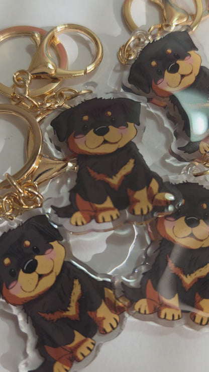Rottweiler Keychain - Black and Tan - 065
