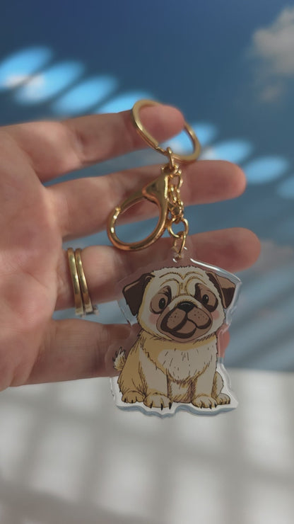 Pug Keychain - Cream - 048