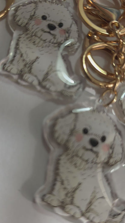 Bichon Frise Keychain - White - 058